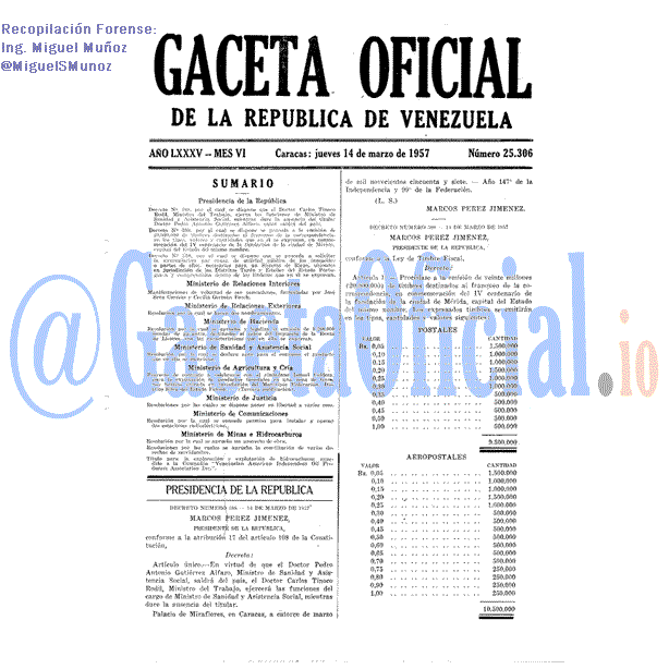 Gaceta Oficial 25306 del 14 Marzo 1957