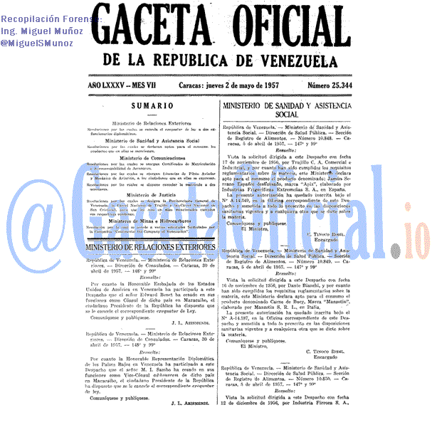 Gaceta Oficial 25344 del 2 Mayo 1957