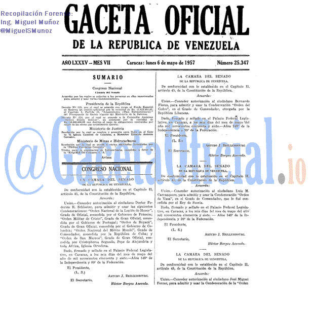 Gaceta Oficial 25347 del 6 Mayo 1957