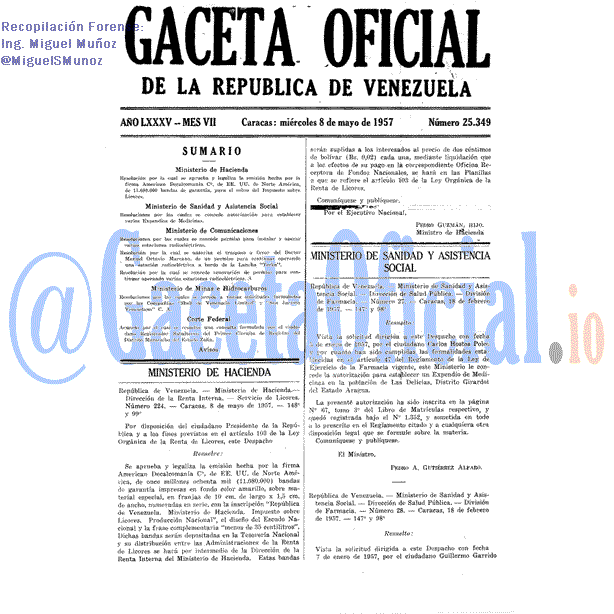Gaceta Oficial 25349 del 8 Mayo 1957