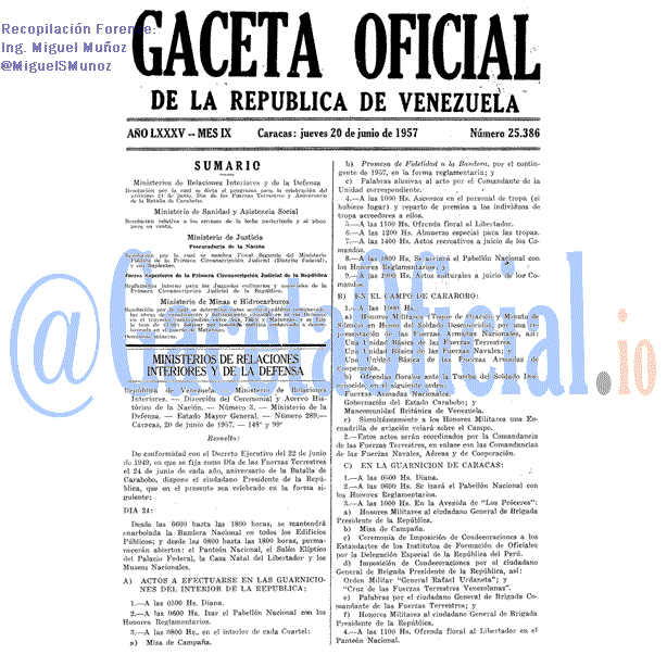 Gaceta Oficial 25386 del 20 Junio 1957