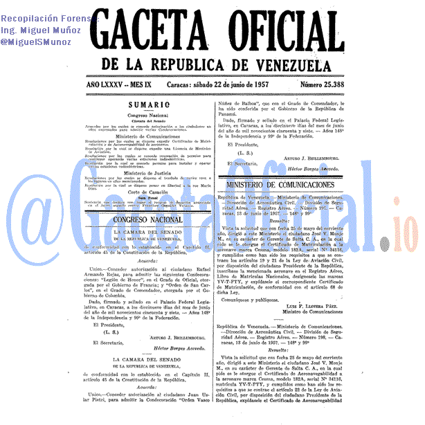 Gaceta Oficial 25388 del 22 Junio 1957