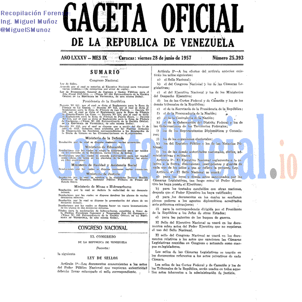 Gaceta Oficial 25393 del 28 Junio 1957