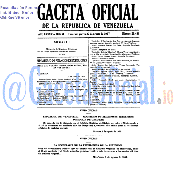 Gaceta Oficial 25438 del 22 Agosto 1957
