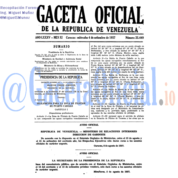 Gaceta Oficial 25449 del 4 Septiembre 1957
