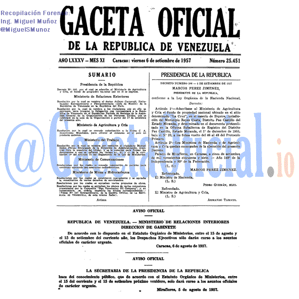 Gaceta Oficial 25451 del 6 Septiembre 1957