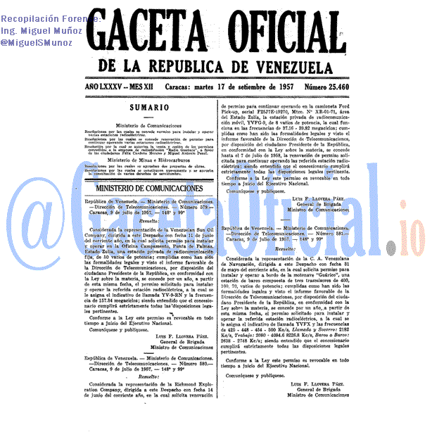 Gaceta Oficial 25460 del 17 Septiembre 1957