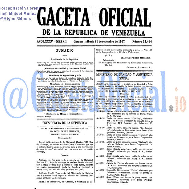 Gaceta Oficial 25464 del 21 Septiembre 1957
