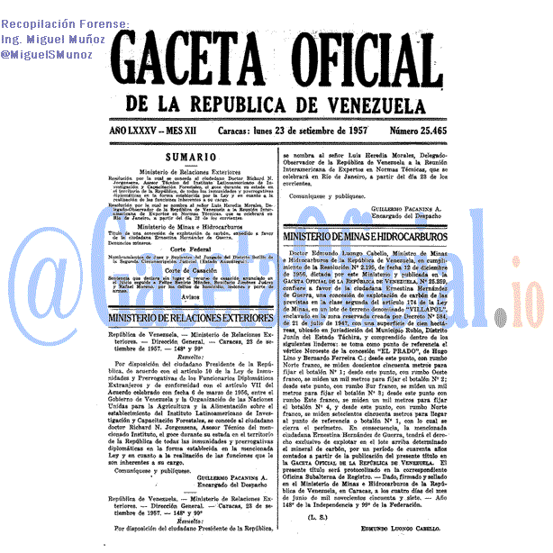 Gaceta Oficial 25465 del 23 Septiembre 1957