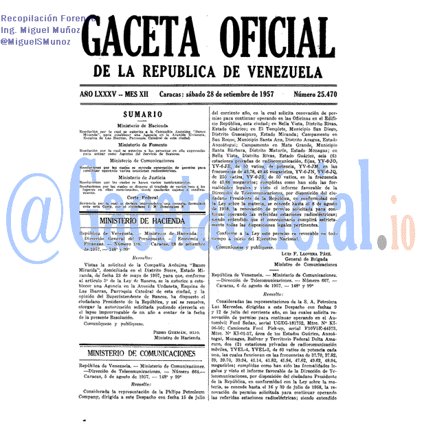 Gaceta Oficial 25470 del 28 Septiembre 1957