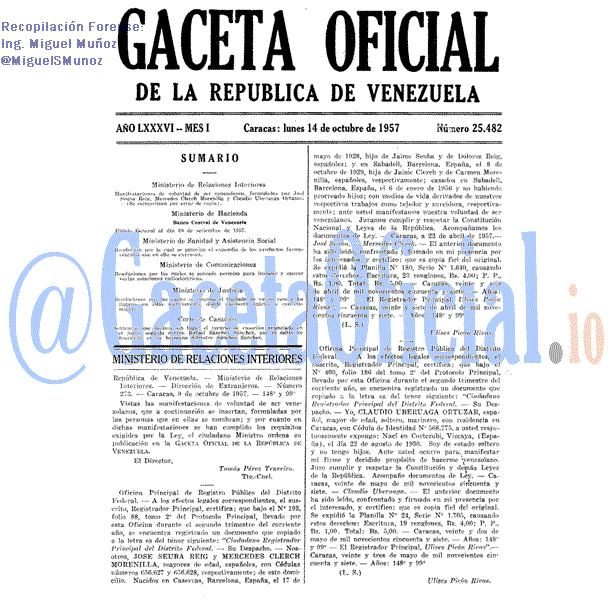 Gaceta Oficial 25482 del 14 Octubre 1957