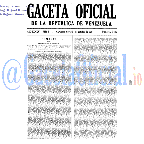 Gaceta Oficial 25497 del 31 Octubre 1957