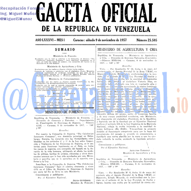 Gaceta Oficial 25505 del 9 Noviembre 1957