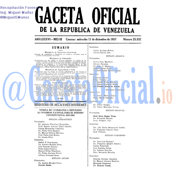 Gaceta Oficial 25532 del 11 Diciembre 1957