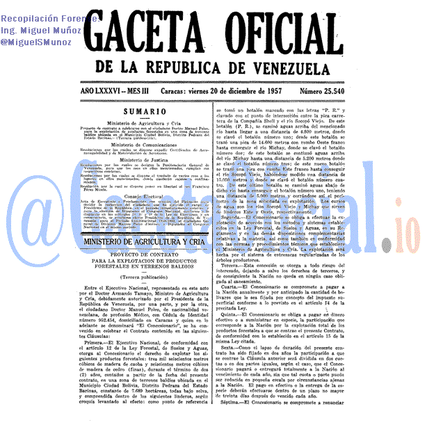 Gaceta Oficial 25540 del 20 Diciembre 1957