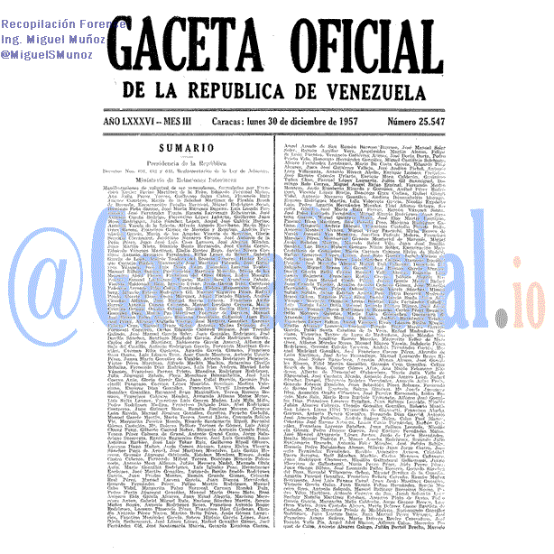 Gaceta Oficial 25547 del 30 Diciembre 1957