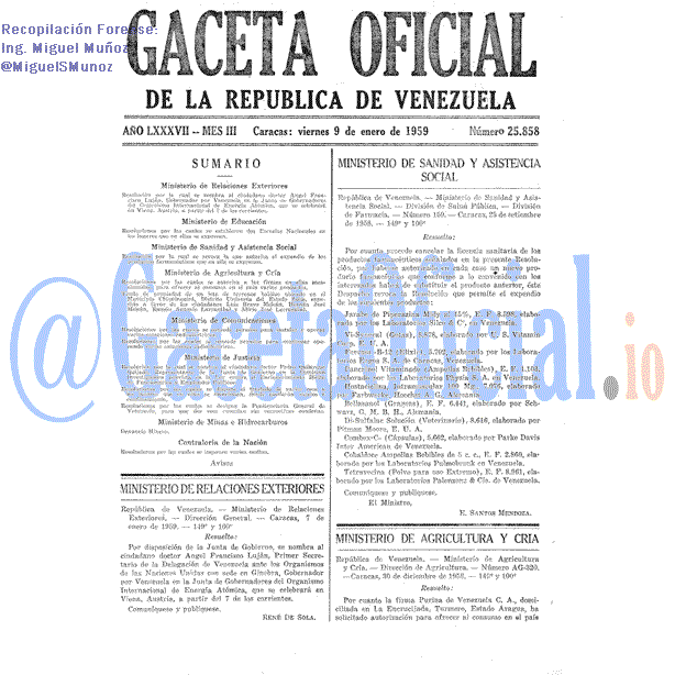 Gaceta Oficial 25858 del 9 Enero 1959