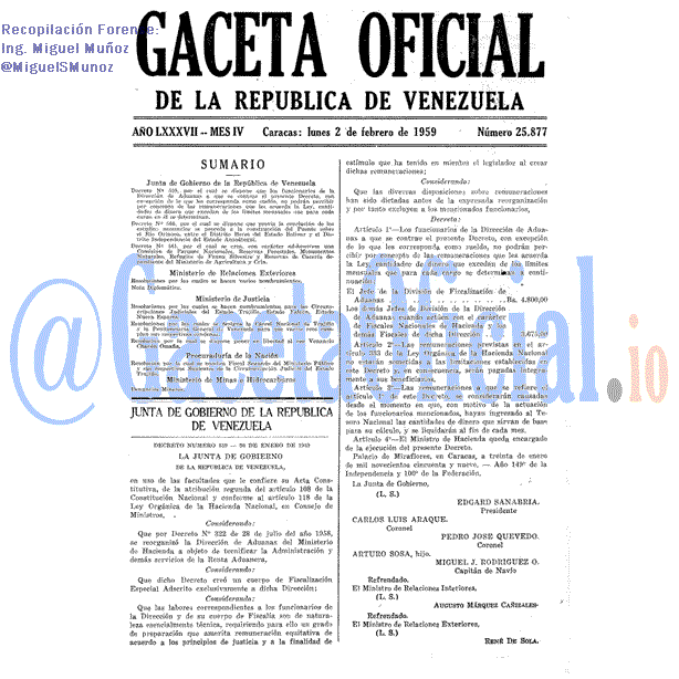 Gaceta Oficial 25877 del 2 Febrero 1959