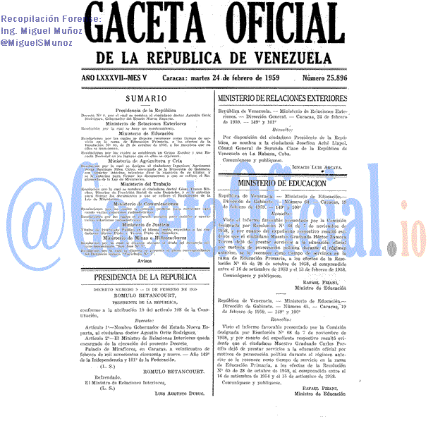 Gaceta Oficial 25896 del 24 Febrero 1959