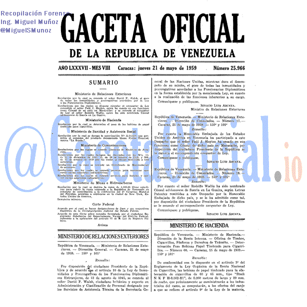 Gaceta Oficial 25966 del 21 Mayo 1959