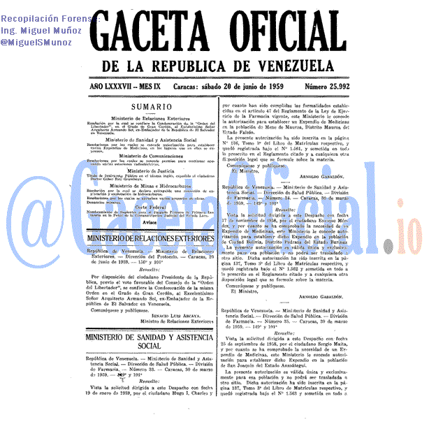Gaceta Oficial 25992 del 20 Junio 1959