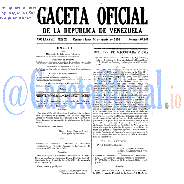 Gaceta Oficial 26044 del 24 Agosto 1959