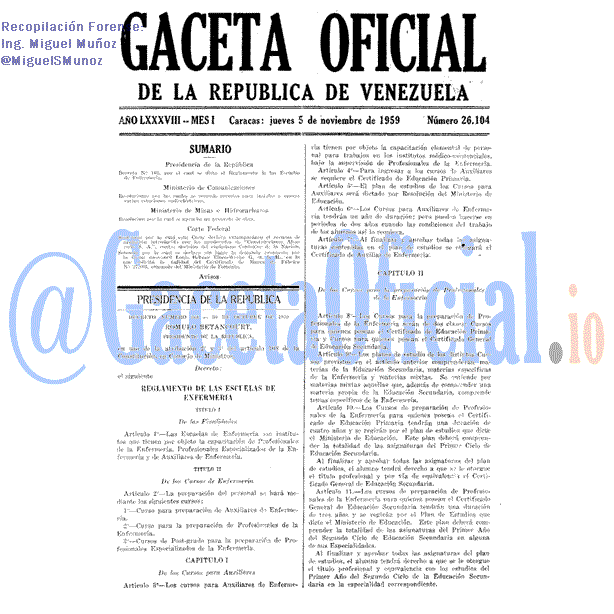 Gaceta Oficial 26104 del 5 Noviembre 1959