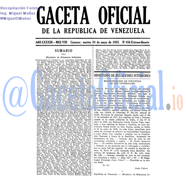 Gaceta Oficial 456 del 24 Mayo 1955