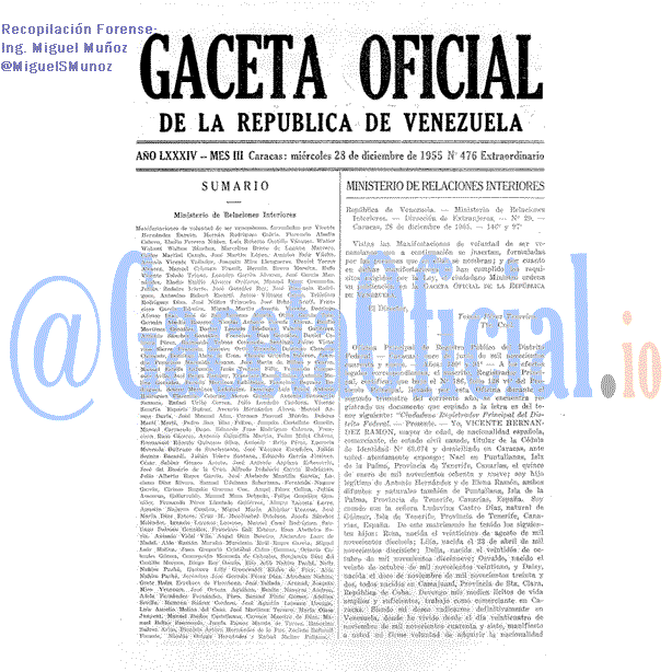 Gaceta Oficial 476 del 28 Diciembre 1955