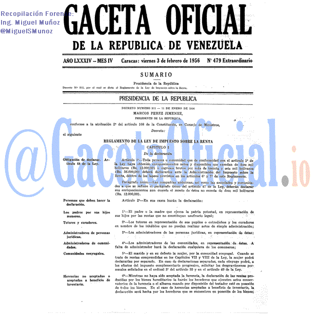 Gaceta Oficial 479 del 3 Febrero 1956