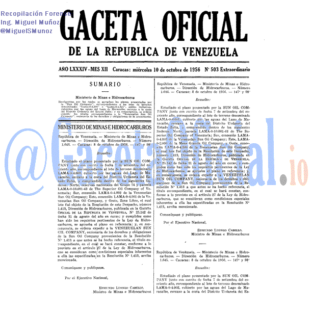 Gaceta Oficial 503 del 10 Octubre 1956