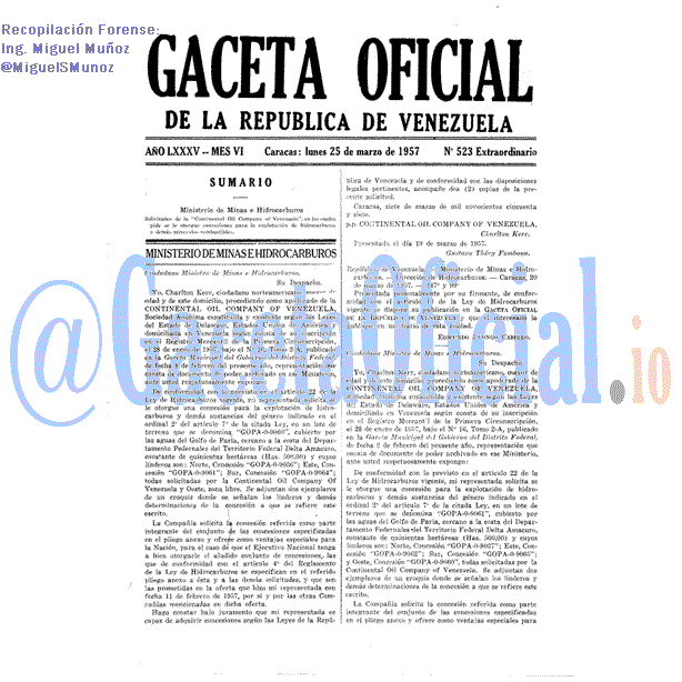 Gaceta Oficial 523 del 25 Marzo 1957