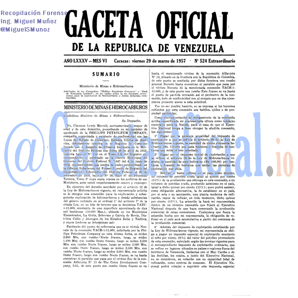 Gaceta Oficial 524 del 29 Marzo 1957
