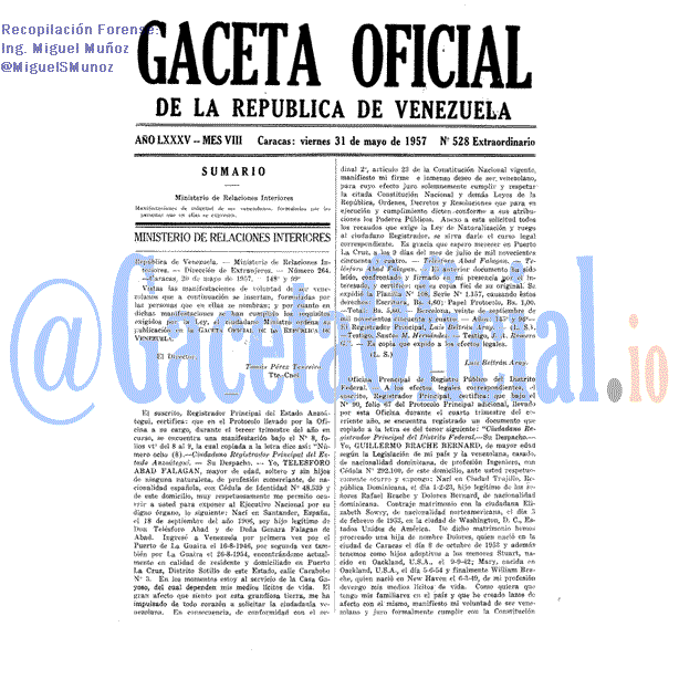 Gaceta Oficial 528 del 31 Mayo 1957