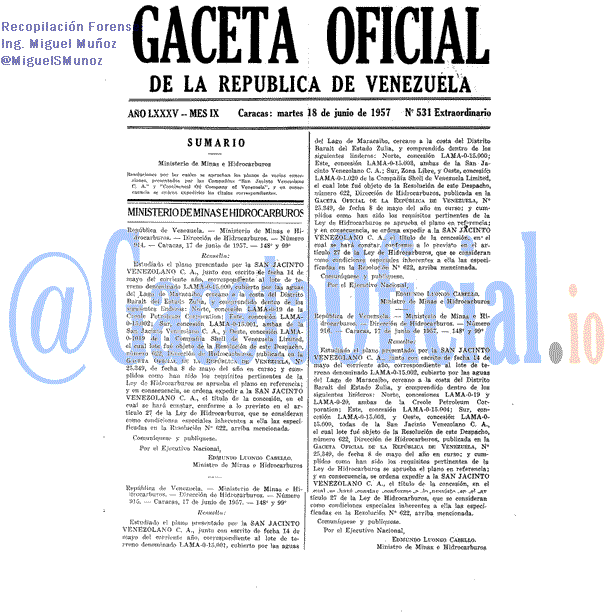 Gaceta Oficial 531 del 18 Junio 1957