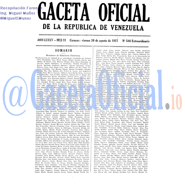 Gaceta Oficial 546 del 30 Agosto 1957