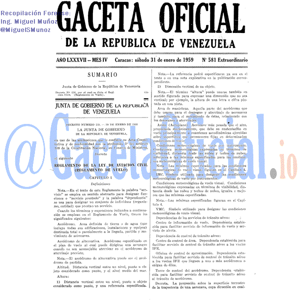 Gaceta Oficial 581 del 31 Enero 1959
