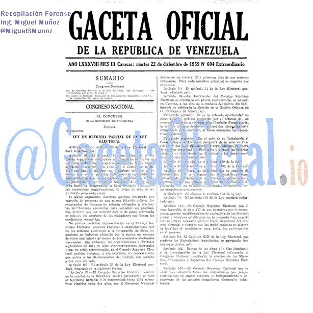 Gaceta Oficial 604 del 22 Diciembre 1959