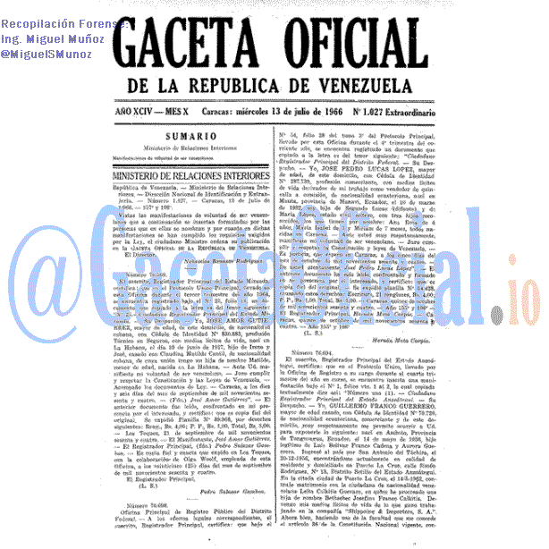 Gaceta Oficial 1027 del 13 Julio 1966