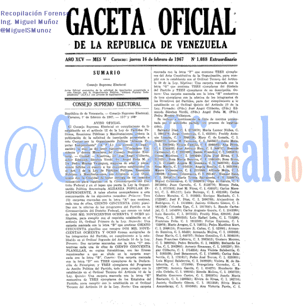 Gaceta Oficial 1088 del 16 Febrero 1967