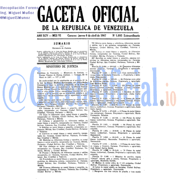 Gaceta Oficial 1095 del 6 Abril 1967