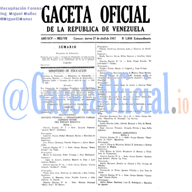 Gaceta Oficial 1098 del 27 Abril 1967