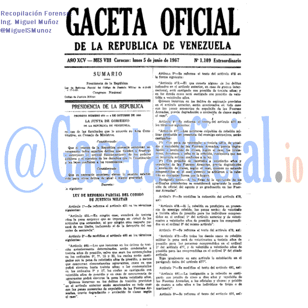 Gaceta Oficial 1109 del 5 Junio 1967
