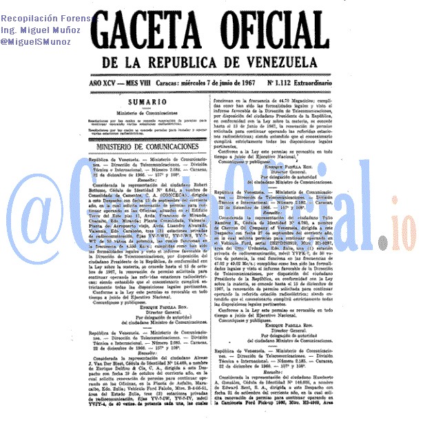 Gaceta Oficial 1112 del 7 Junio 1967