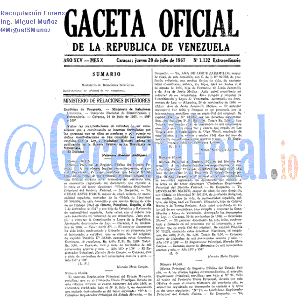 Gaceta Oficial 1132 del 20 Julio 1967