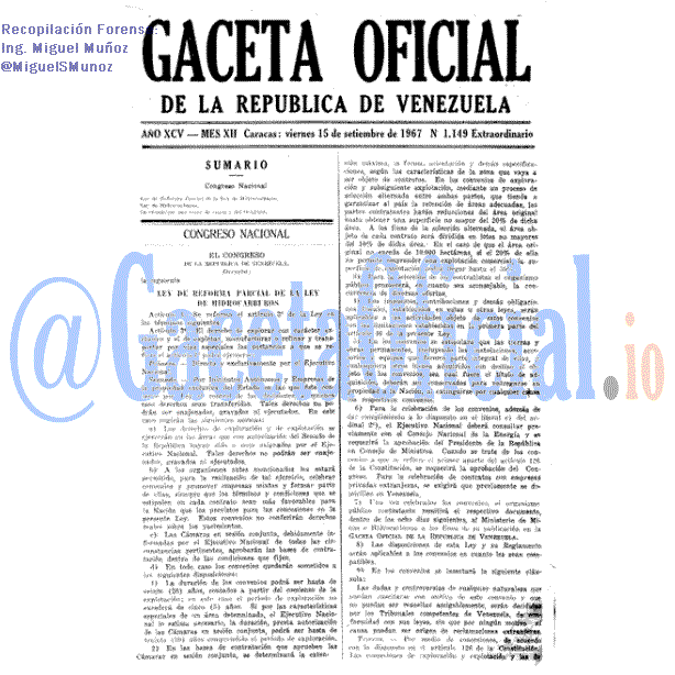 Gaceta Oficial 1149 del 15 Septiembre 1967