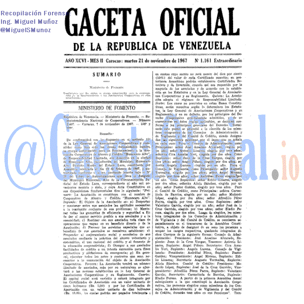 Gaceta Oficial 1161 del 21 Noviembre 1967
