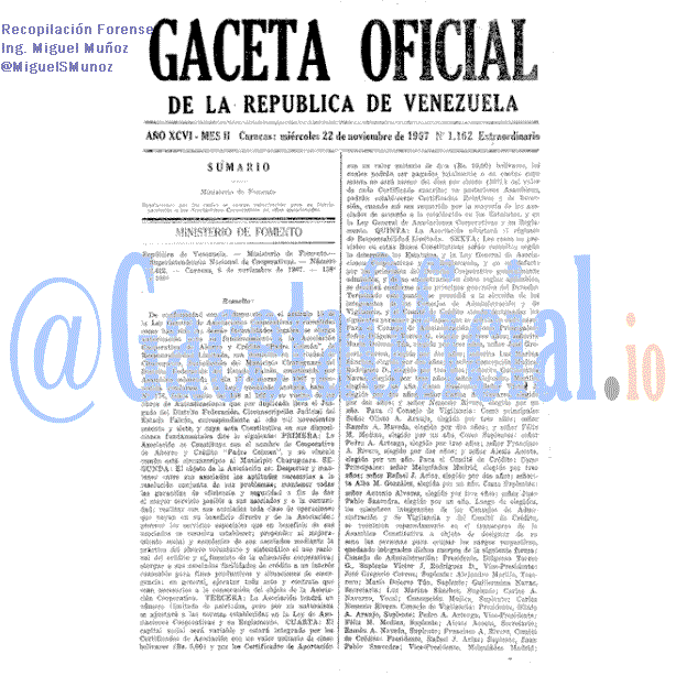 Gaceta Oficial 1162 del 22 Noviembre 1967
