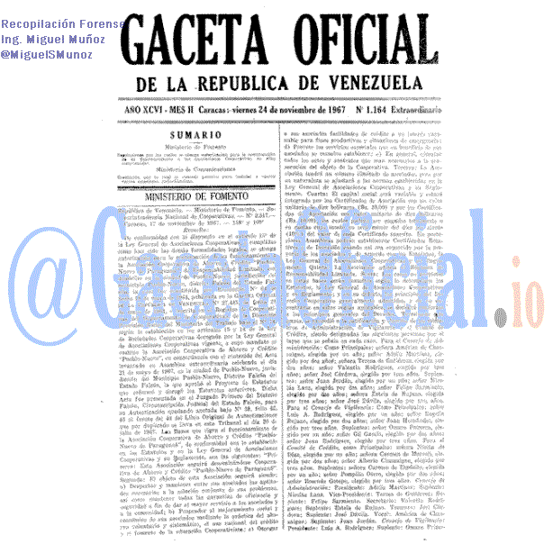 Gaceta Oficial 1164 del 24 Noviembre 1967