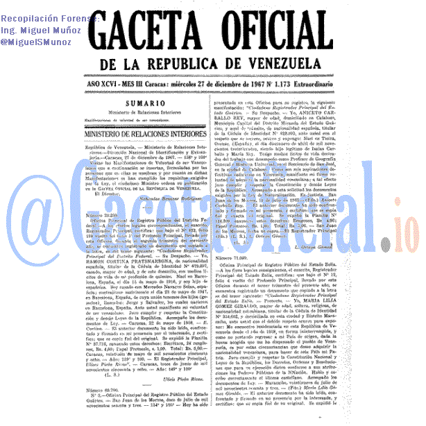 Gaceta Oficial 1173 del 27 Diciembre 1967